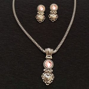 Brighton pink stone necklace and earring set